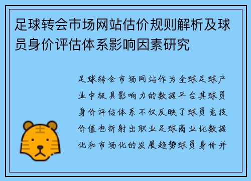 足球转会市场网站估价规则解析及球员身价评估体系影响因素研究